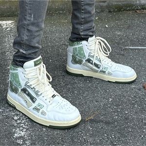 Amiri Skeleton Green Bandana Hi-Top Sneakers